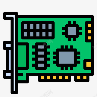 硬件图标芯片组计算机硬件35线性彩色图标