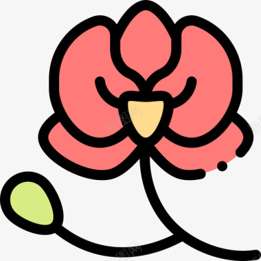 兰花自然花1线形颜色图标