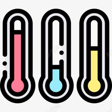 温度计信息图形元素8线性颜色图标