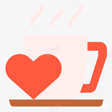 咖啡杯浪漫爱情10扁平图标
