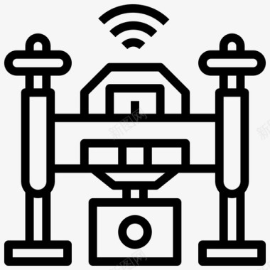 矢量无人机免抠PNG无人机小工具43直线型图标