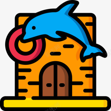 海豚海豚水上公园40线性颜色图标