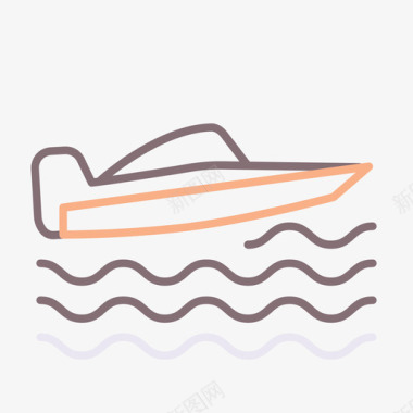 快艇水上运动3线性颜色图标