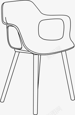 椅木方凳哈尔扶手椅木设计师家具图标