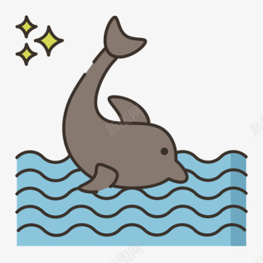 海豚海豚热带56线形颜色图标