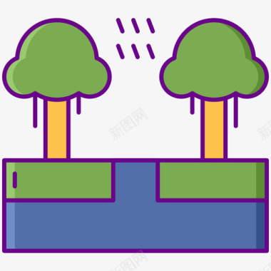 热带森林的土地森林热带55线形颜色图标