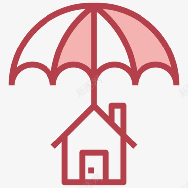 房屋保险租赁物业红色图标