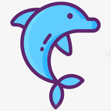海豚海豚热带54线形颜色图标