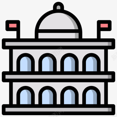 大厦分布国会大厦政治9号直线颜色图标
