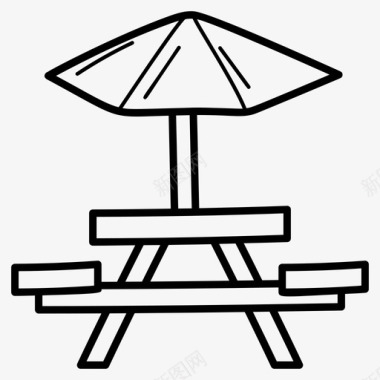 遮阳伞长凳躺椅图标