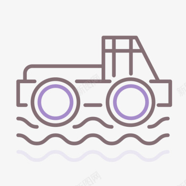 小车水上运动3线条颜色图标
