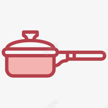 平底锅烹饪126红色图标