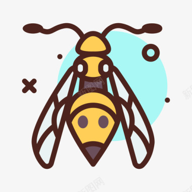 蜜蜂昆虫5线状颜色图标