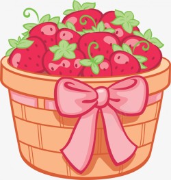 一篮子草莓手绘植物素材