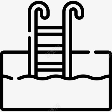 泳池模型游泳池水上公园52线性图标