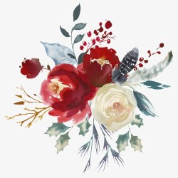 手绘教师节贺卡花卉透明水彩手绘花草叶树边花角花标题素材