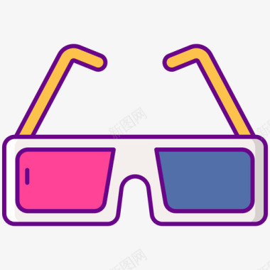 3d眼镜80年代怀旧线性颜色图标