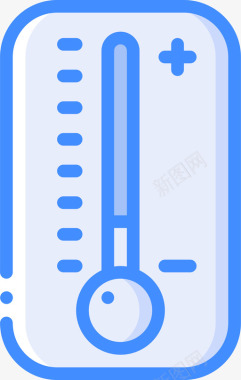 蓝色的当前温度温度计冬季时间4蓝色图标