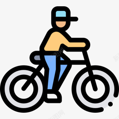 自行车青少年线性颜色图标
