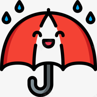 伞可爱的天气线性颜色图标