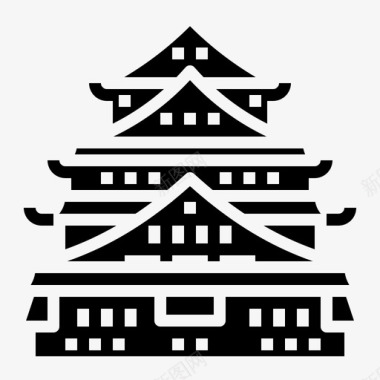 日本寺庙大阪城堡日本104填充图标