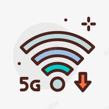 5G字体设计Wifi信号5g2线性彩色图标