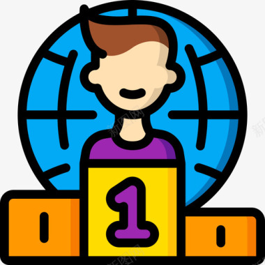 排名竞争游戏1线性颜色图标