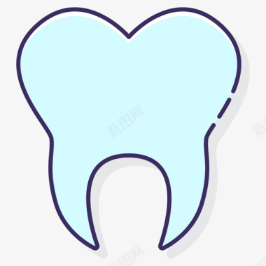 干净的牙齿牙齿解剖学11线颜色图标
