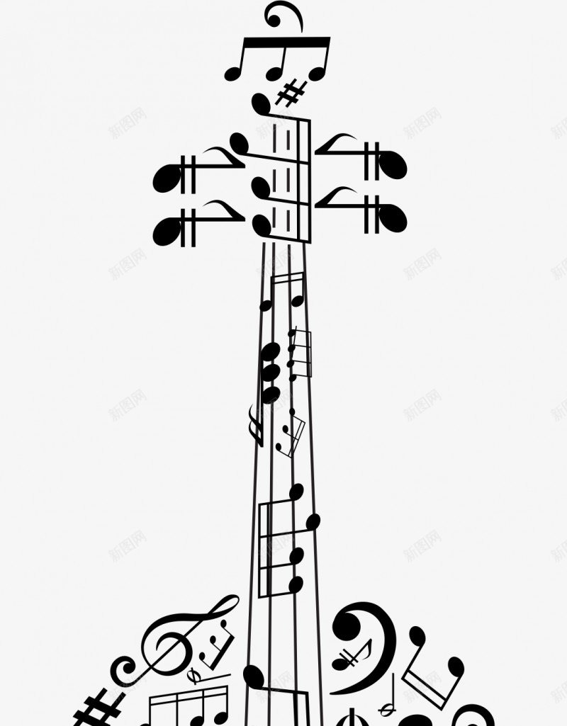 黑白五线谱音乐音符单调大全428png免抠素材_88icon https://88icon.com 黑白 五线谱 音乐 音符 单调 大全