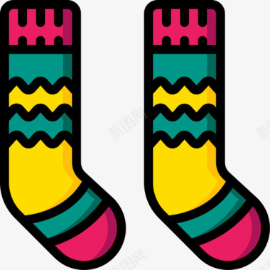 冬季的鳞片长袜冬季线性颜色图标