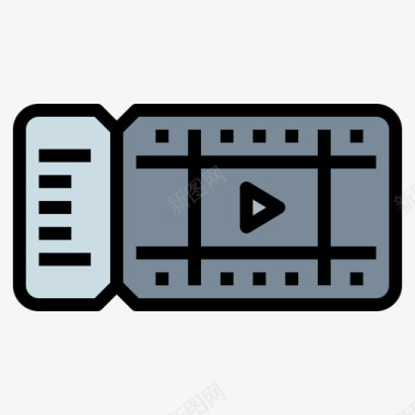 电影票矢量电影票电影19线性颜色图标