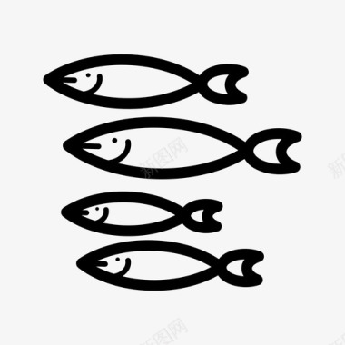 各种小鱼免抠png小鱼群霓虹灯图标