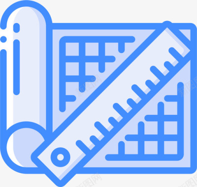 测量卷尺平面图大地测量和测量4蓝色图标
