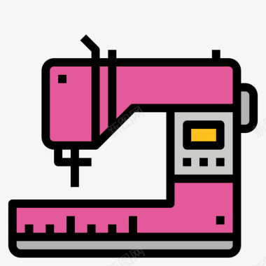 木质缝纫机缝纫机裁缝5线性颜色图标