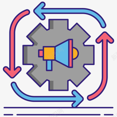 自动化自动化营销技术线性色彩图标