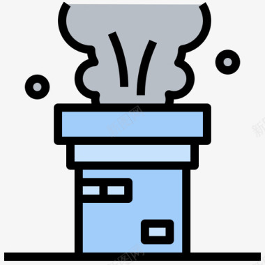 小镇街景烟囱冬季小镇23线性颜色图标