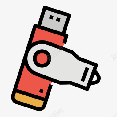 闪存驱动器电子和器件8线性彩色图标