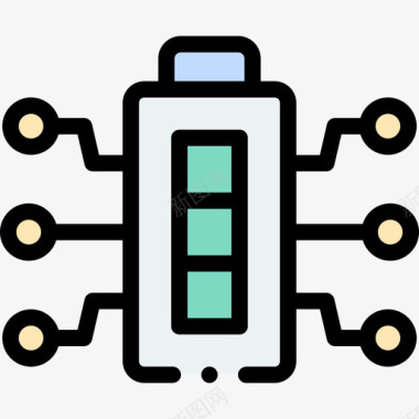 智能人工电池人工智能111线性颜色图标