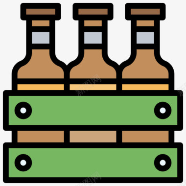雪花啤酒标志板条箱啤酒厂6线性颜色图标