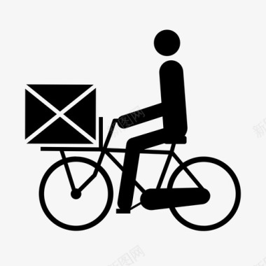 黑五素材自行车送货黑十字移动x图标
