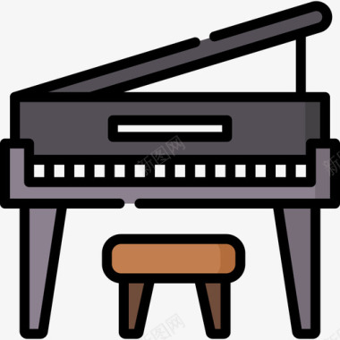 钢琴艺术设计29线性颜色图标