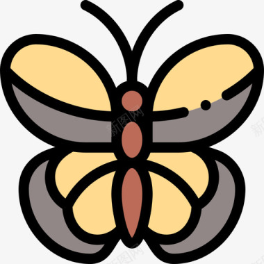蝴蝶动物和自然公园1线性颜色图标