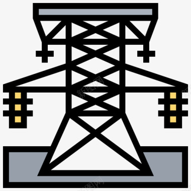 九重塔电力塔公共服务31线性颜色图标