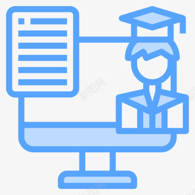 150毕业在线学习150蓝色图标