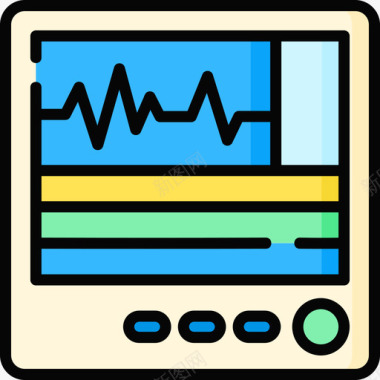 心电图心电图监护仪紧急情况45线性彩色图标