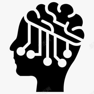 大脑灵感数字大脑技术人工智能大脑电路图标