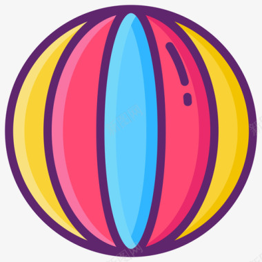 卡通沙滩球沙滩球热带54线性颜色图标