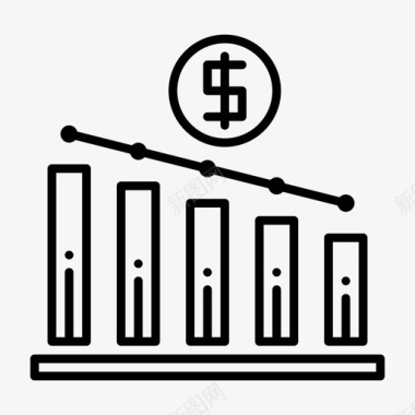 成本损失图表业务成本下降图图标