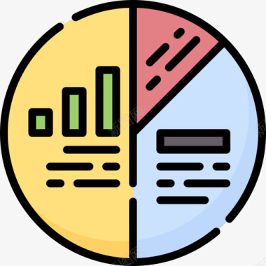 饼图商务会议16线形颜色图标