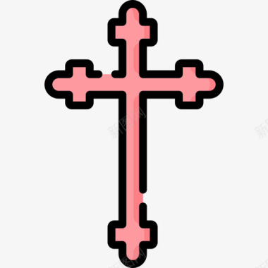 十字架标志基督教十字架宗教46直线颜色图标